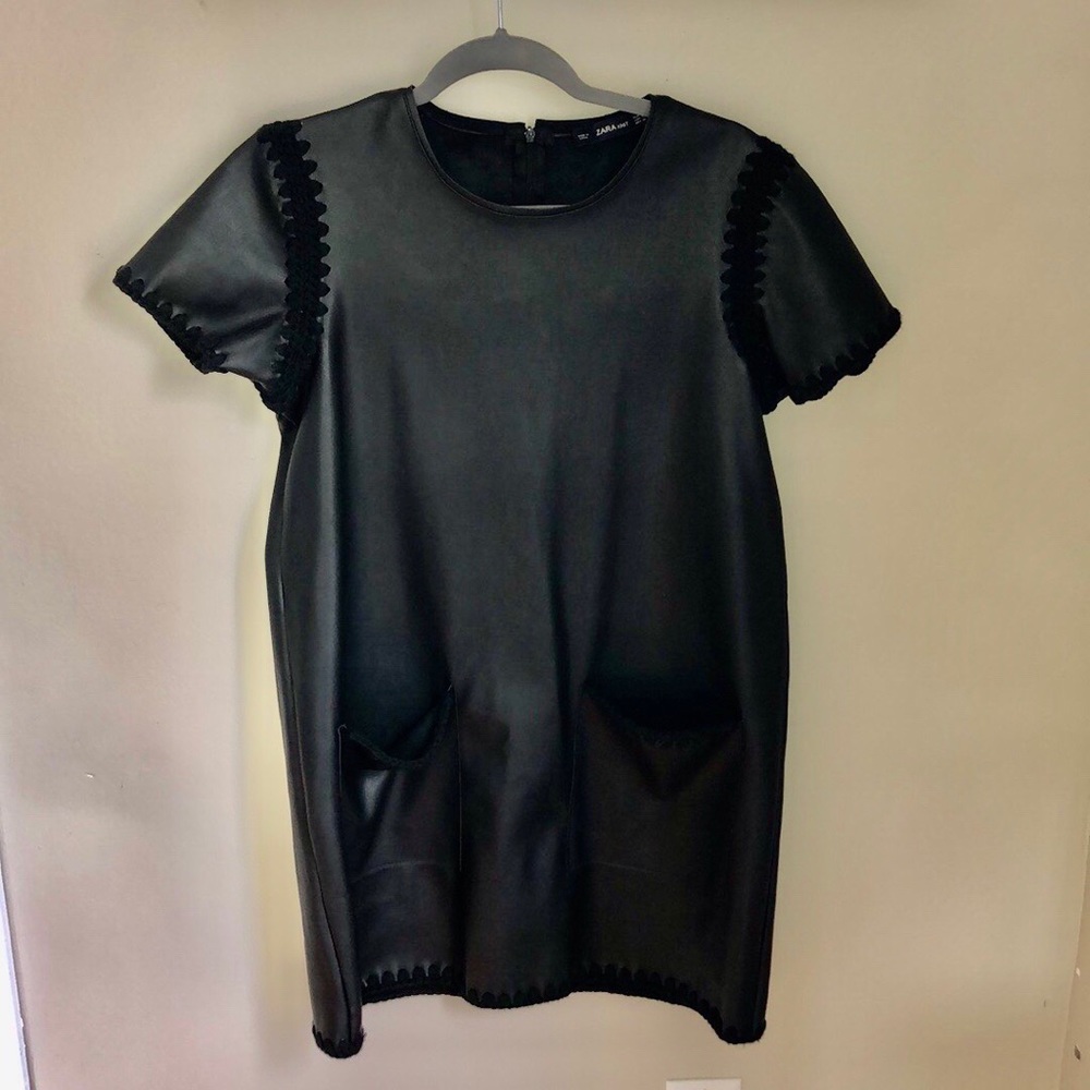 Zara black faux leather dress.